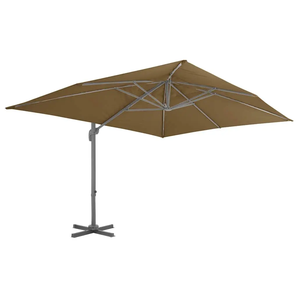 Garden Parasol Aluminium Frame UV-Resistant Cover 360 Degree Tilt Rotate Taupe