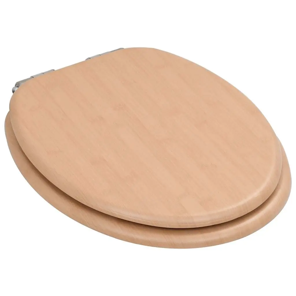 Toilet Seats 2 pcs Soft Close Lids Brown Bamboo Design Easy Install Bathroom