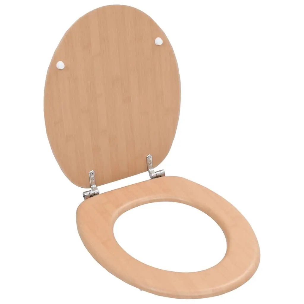 Toilet Seats with Lids 2 Pack Brown Bamboo Design MDF Durable Bathroom Fixtures