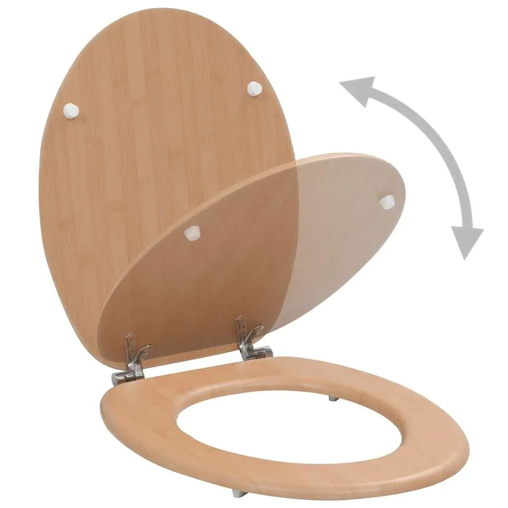 Toilet Seats with Lids 2 Pack Brown Bamboo Design MDF Durable Bathroom Fixtures