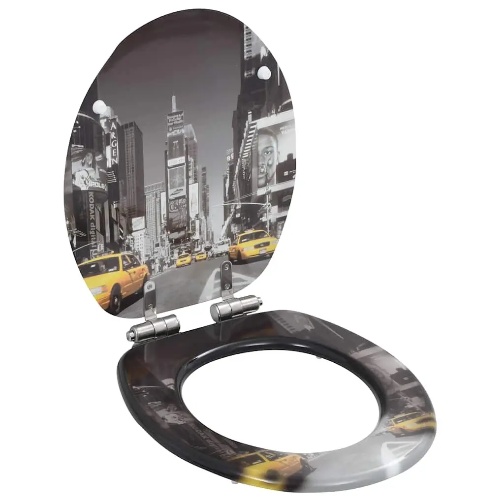 Toilet Seats MDF Grey Soft Close Lids Set of 2