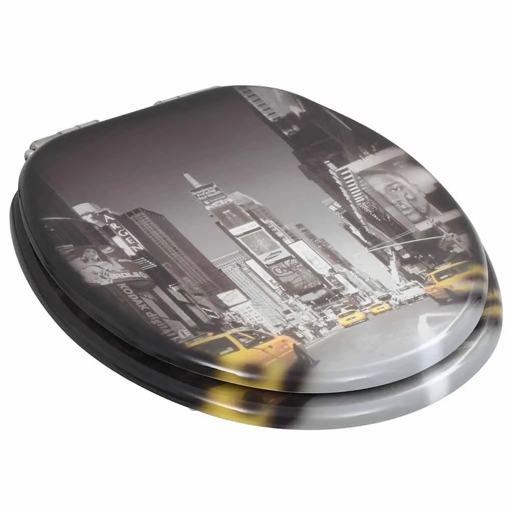Toilet Seats MDF Grey Soft Close Lids Set of 2