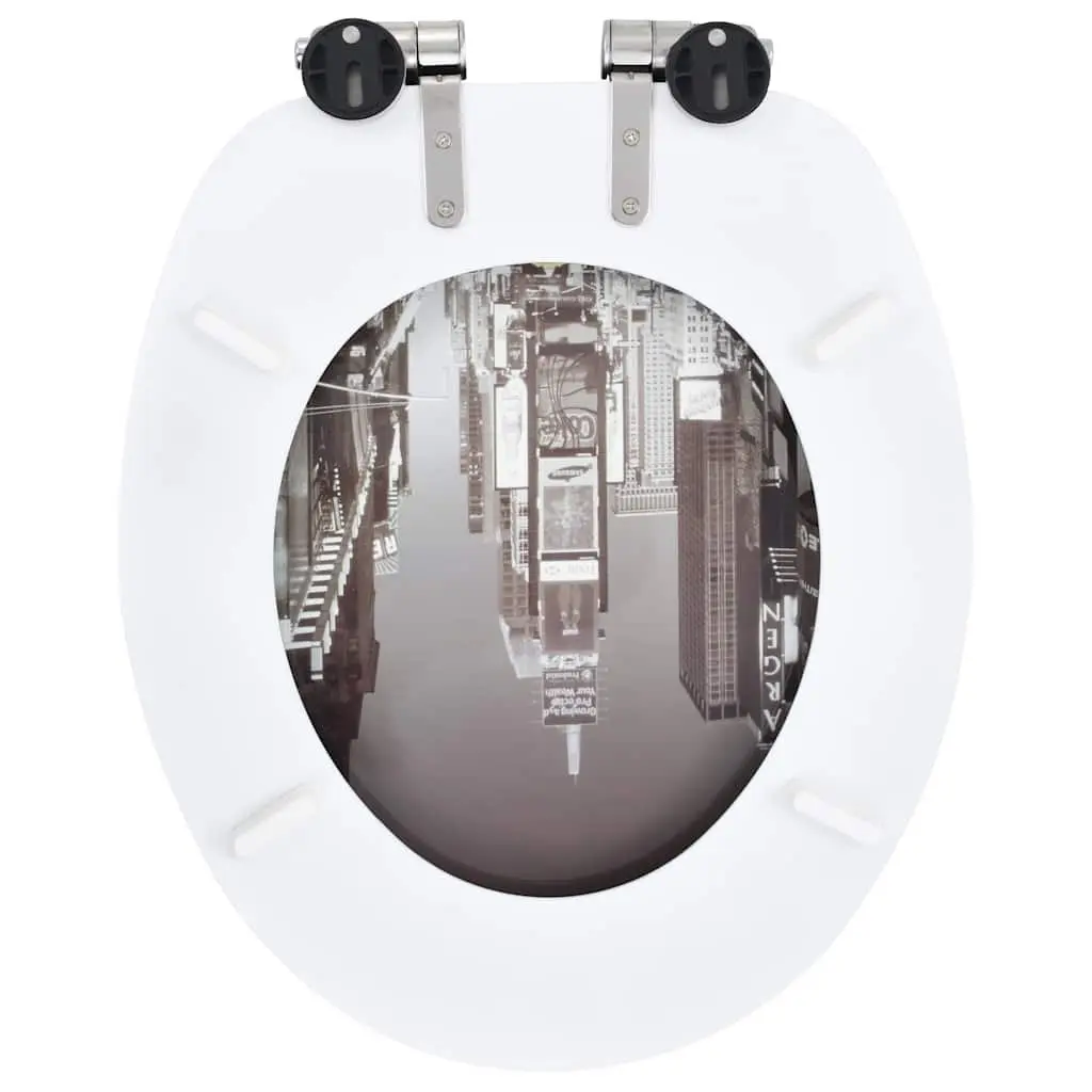 Toilet Seats MDF Grey Soft Close Lids Set of 2