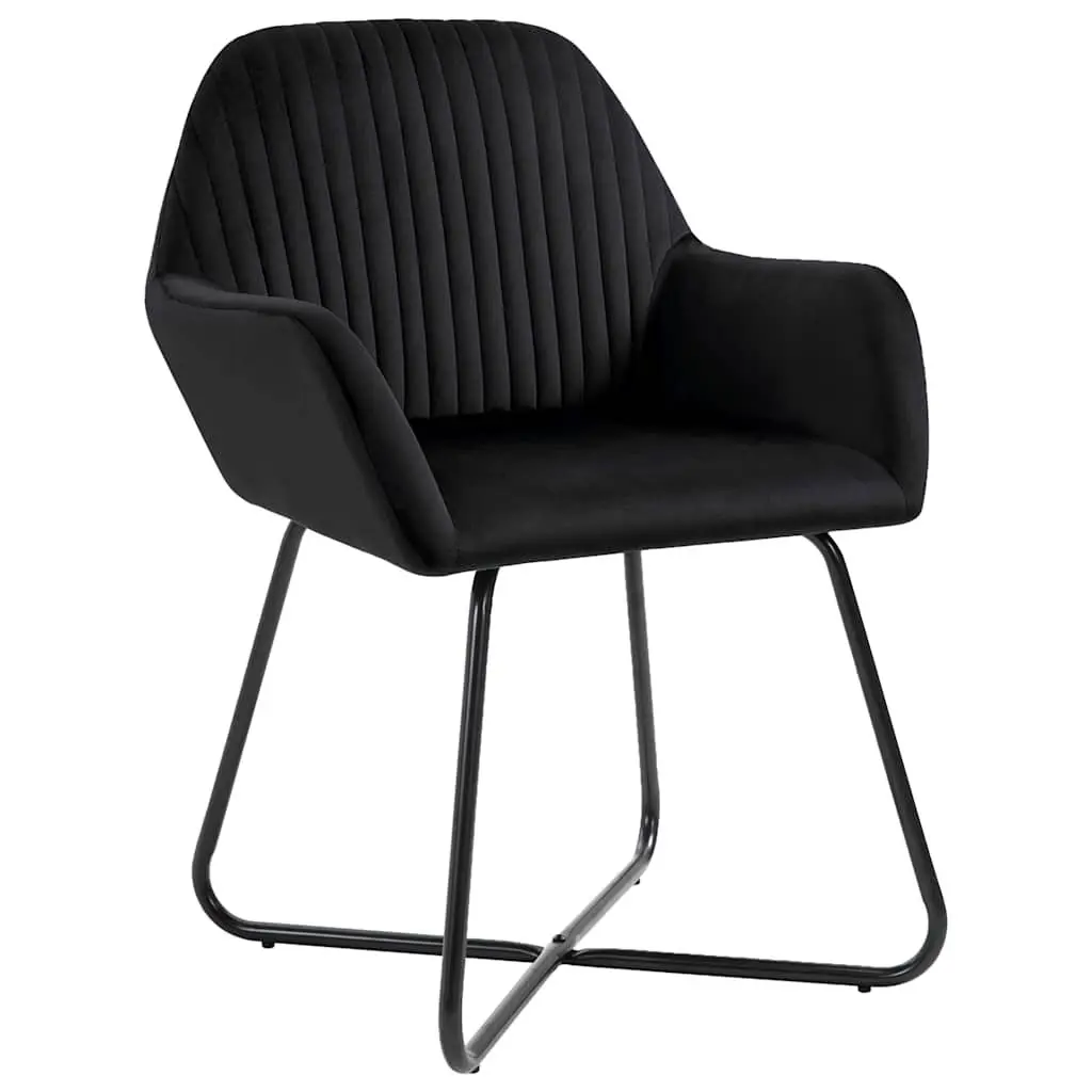 Dining Chairs Set of 4 Black Velvet Kitchen Room Seating with Armrests Backrest