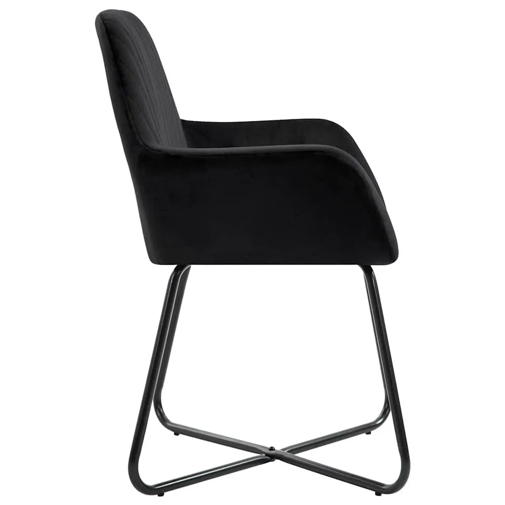 Dining Chairs Set of 4 Black Velvet Kitchen Room Seating with Armrests Backrest