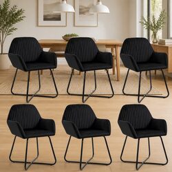 Practical 6-Piece Black Velvet Dining Chair Set