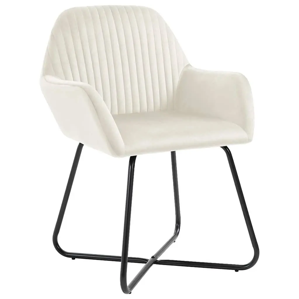 Dining Chairs Velvet Cream Set of 4 Kitchen Room Seating Furniture Armrest