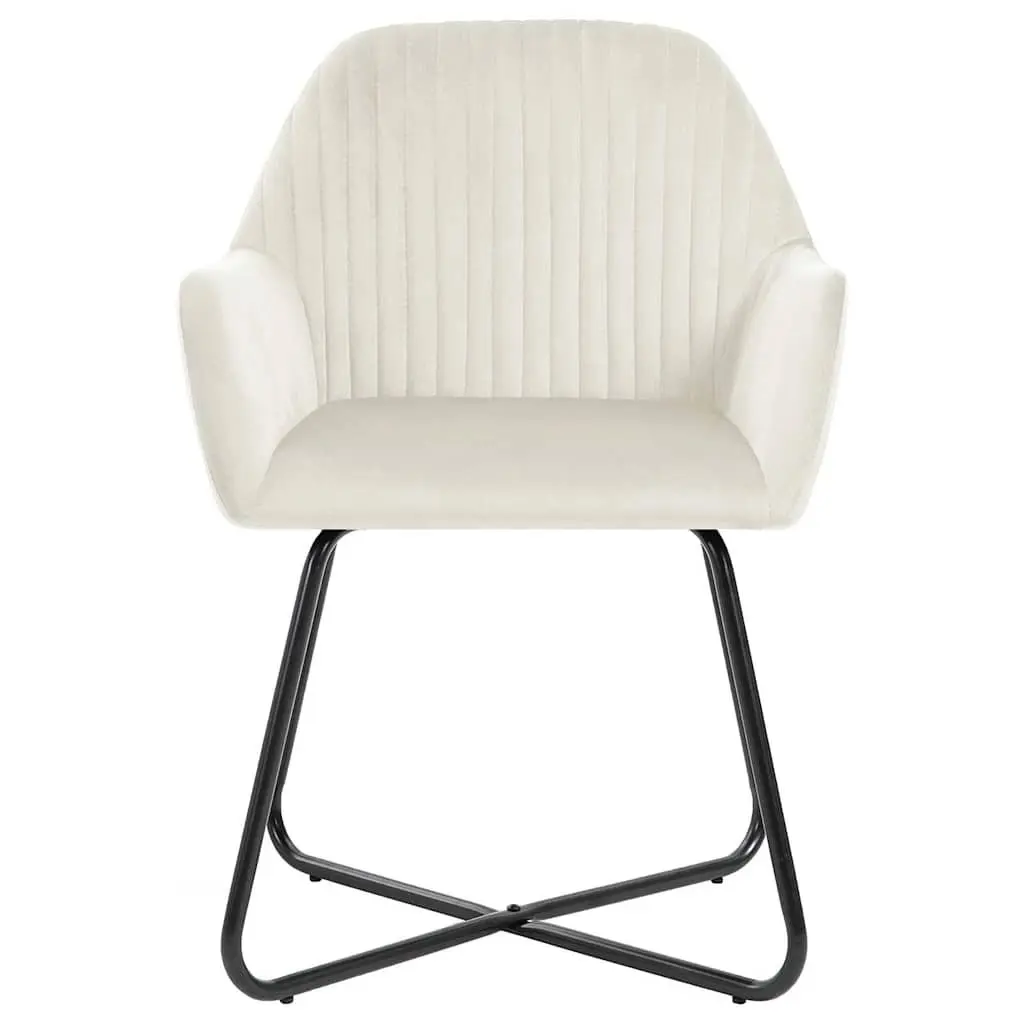 Dining Chairs Velvet Cream Set of 4 Kitchen Room Seating Furniture Armrest