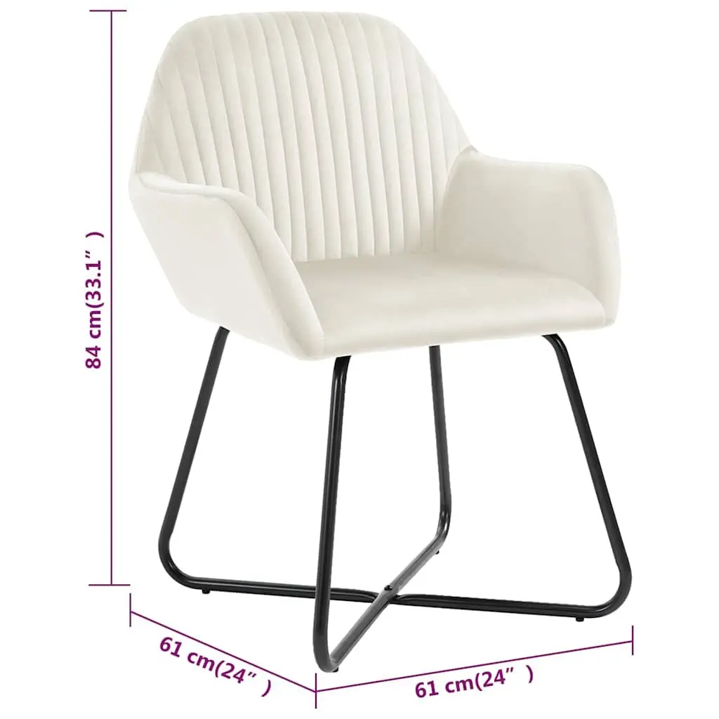 Dining Chairs Velvet Cream Set of 4 Kitchen Room Seating Furniture Armrest
