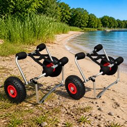 Kayak Trolley Cart Aluminum Frame Foam Bumpers Inflatable Wheels Sand Beach