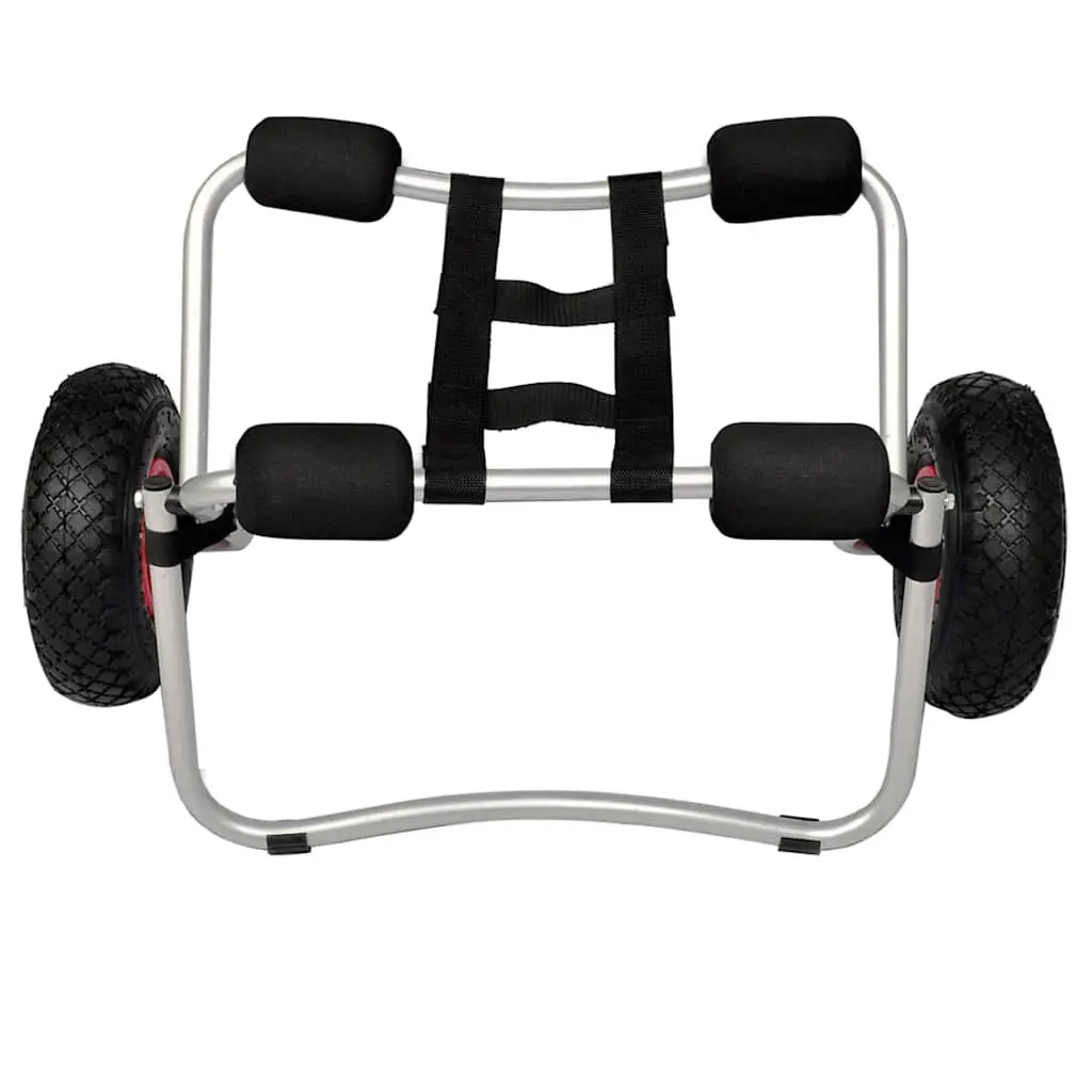 Kayak Cart Lightweight Aluminum Frame Foam Bumpers Inflatable Wheels White Sand Beach