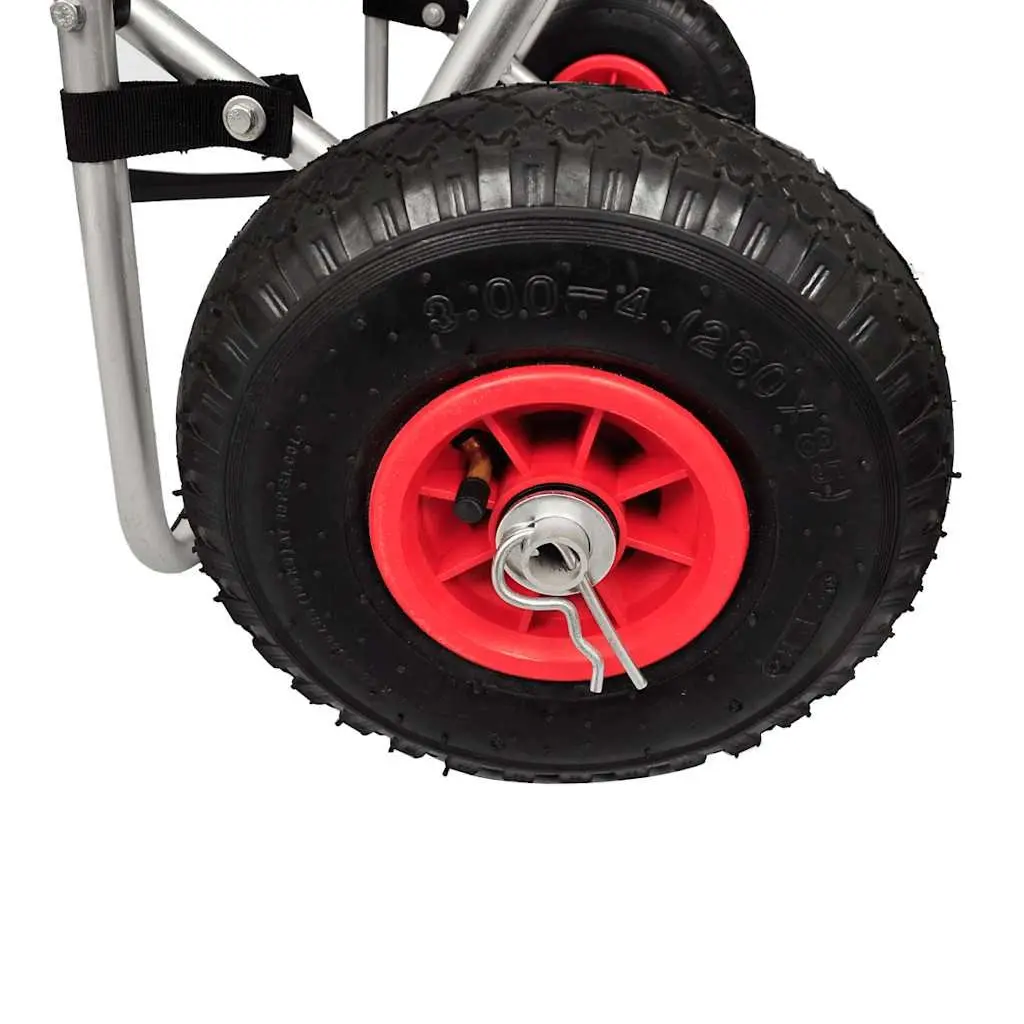 Kayak Cart Lightweight Aluminum Frame Foam Bumpers Inflatable Wheels White Sand Beach