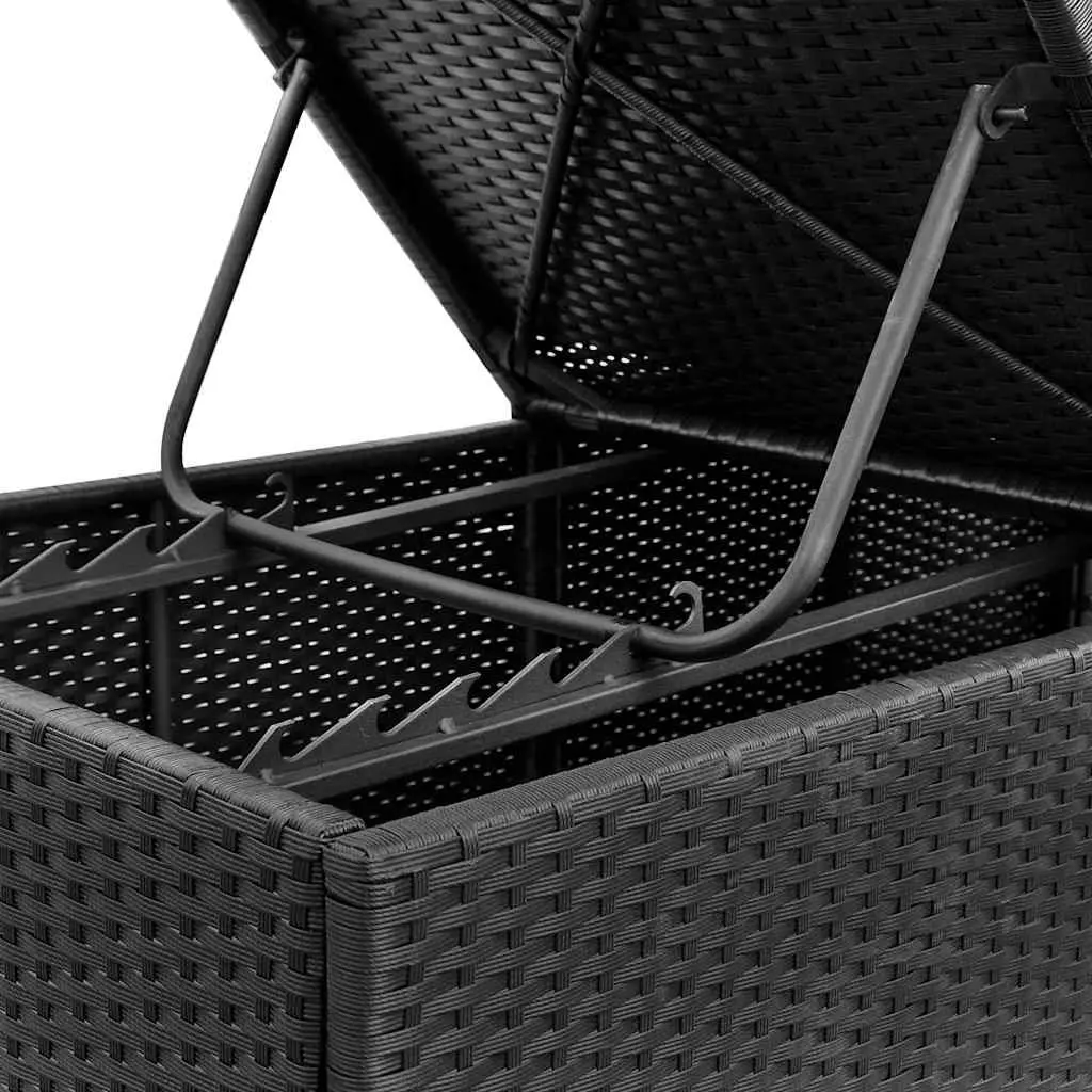 Outdoor Garden Patio Reclining Chair Set 2 Pieces Adjustable PE Rattan Black with Cushions