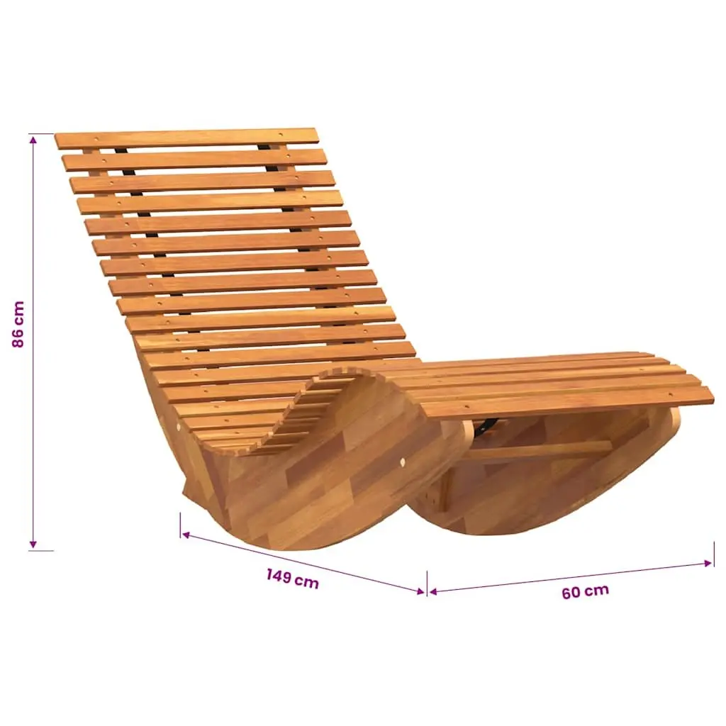 Rocking Chair Sun Loungers Acacia Wood Brown Outdoor Seating 2 Piece