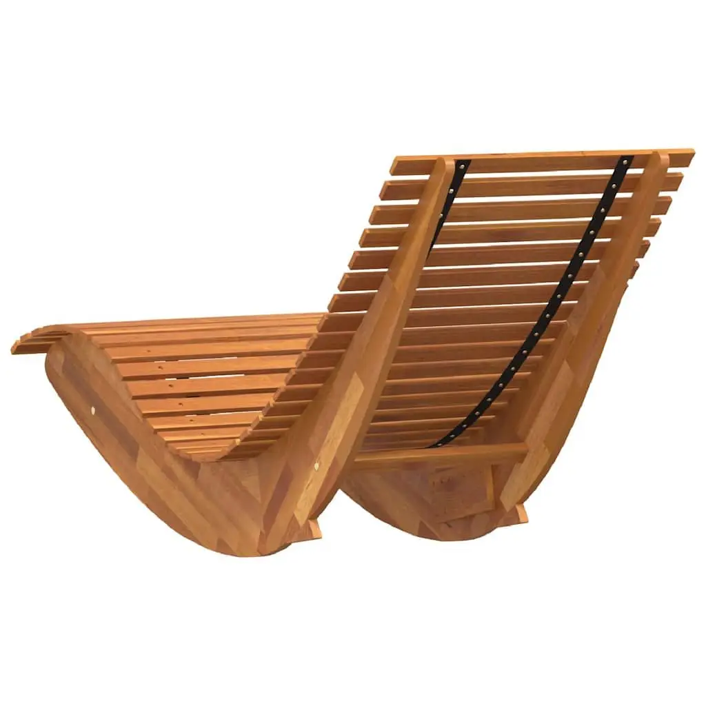 Rocking Chair Sun Loungers Acacia Wood Brown Outdoor Seating 2 Piece