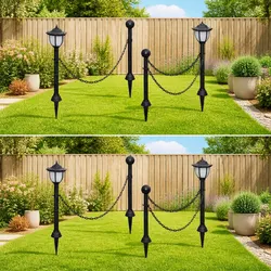 Solar Outdoor Lights 4 pcs Black Garden Fence Patio Yard Landscape Lamps Chain