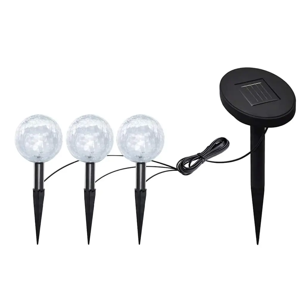 Solar Garden Lights LED Ball White 6 Piece Outdoor Pathway Yard Patio Lighting Spike
