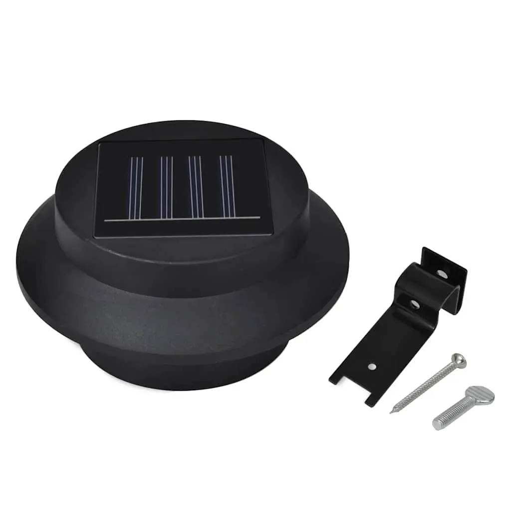 Outdoor Solar Fence Lamps LED Black 12 Piece Durable Plastic Garden Wall Lighting