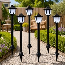 Outdoor Solar LED Lamps 6 Pack Garden Patio Pathway Automatic Dusk Lighting