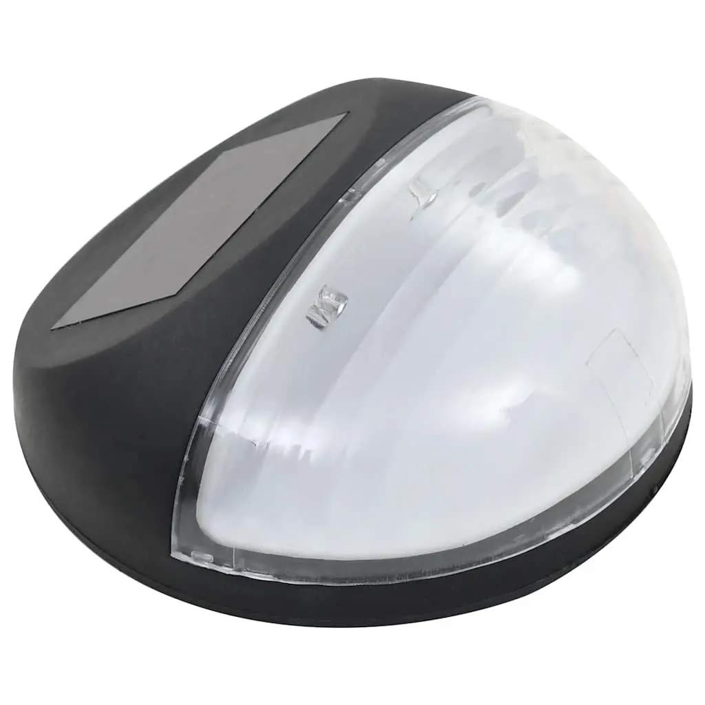 Solar Wall Lamps LED Outdoor Lighting Black Round 24 Piece Garden Fence Mount