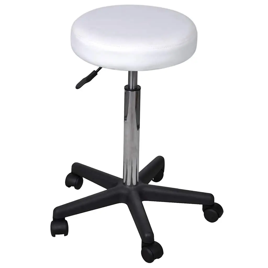 Office Stools 2 pcs White 35.5x84 cm Adjustable Height Gas Lift Castors
