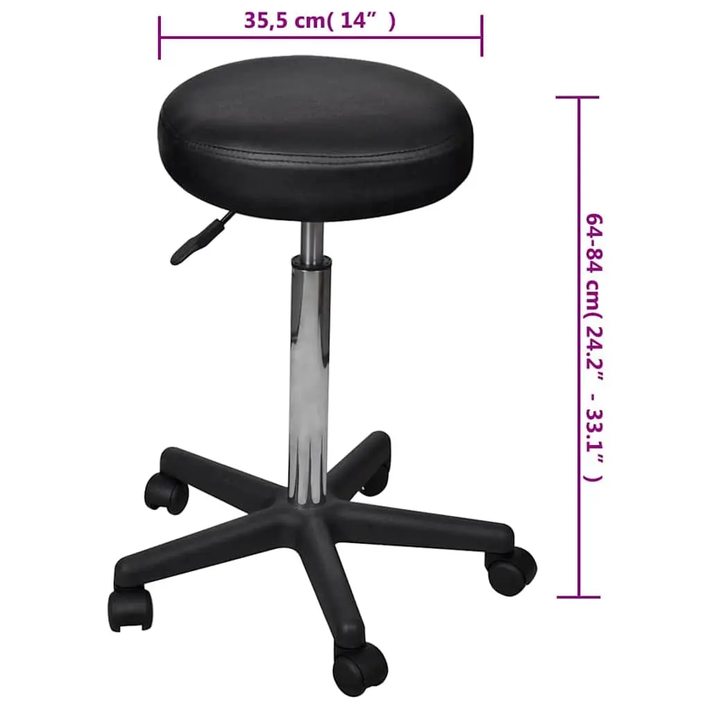 Office Stools 2 pcs Black Adjustable Height Gas Lift Modern Desk Chair Castors