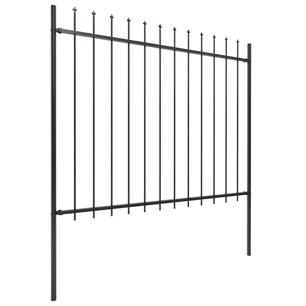 Garden Fence Panel Steel Powder-coated 359x150cm Black