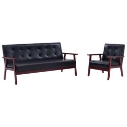 Comfortable 2-Piece Black Sofa Set for Relaxing at Home
