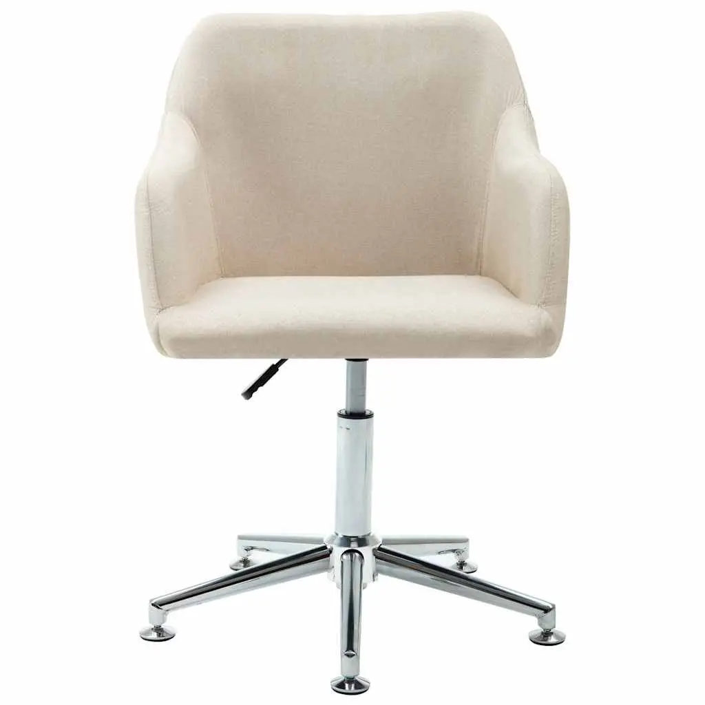 Swivel Office Chair Ergonomic Cream Fabric Height Adjustable Gas Lift