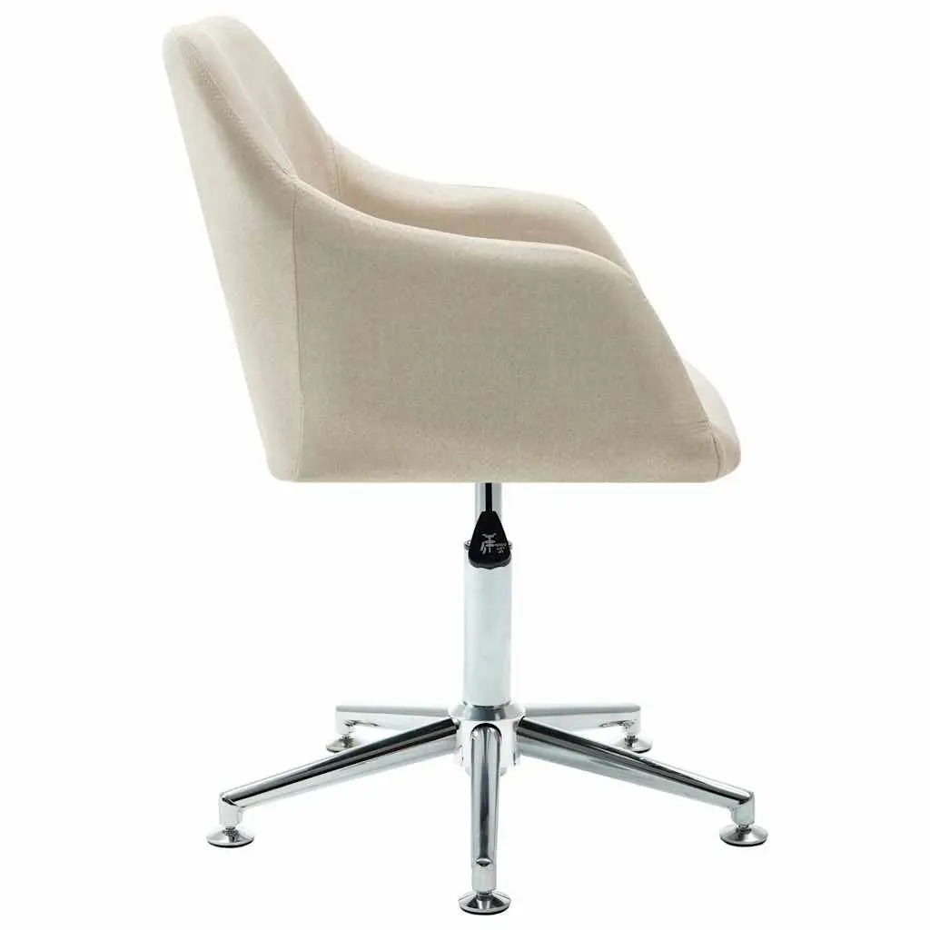 Swivel Office Chair Ergonomic Cream Fabric Height Adjustable Gas Lift