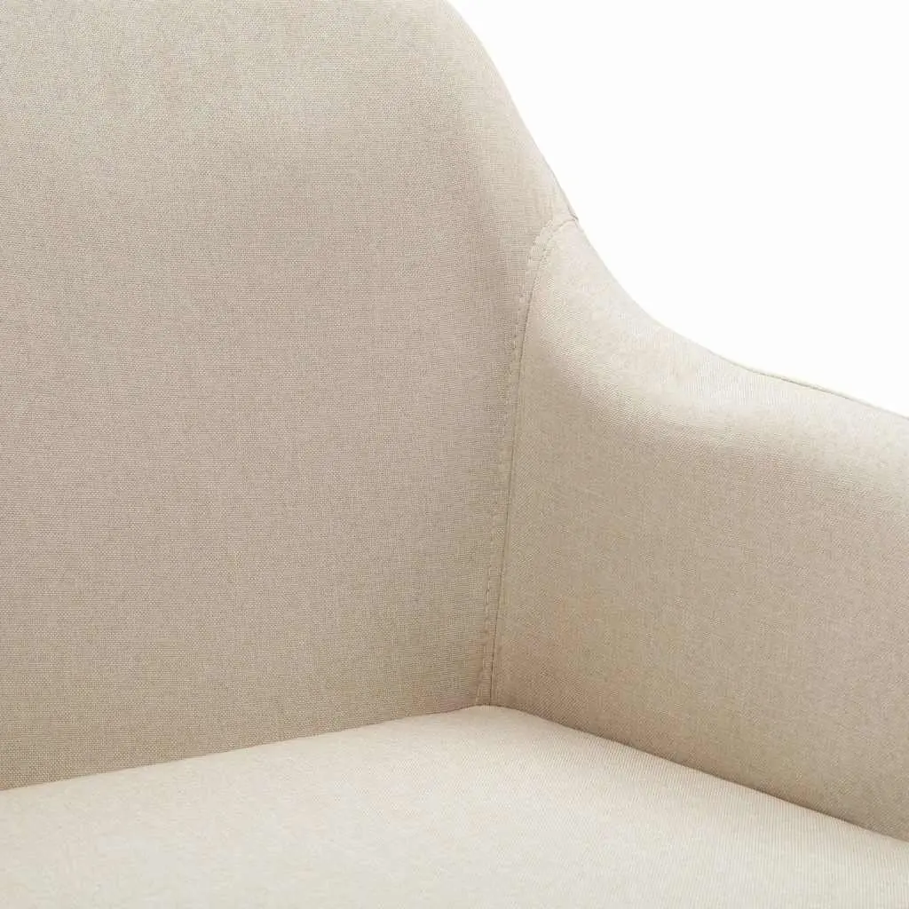 Swivel Office Chair Ergonomic Cream Fabric Height Adjustable Gas Lift