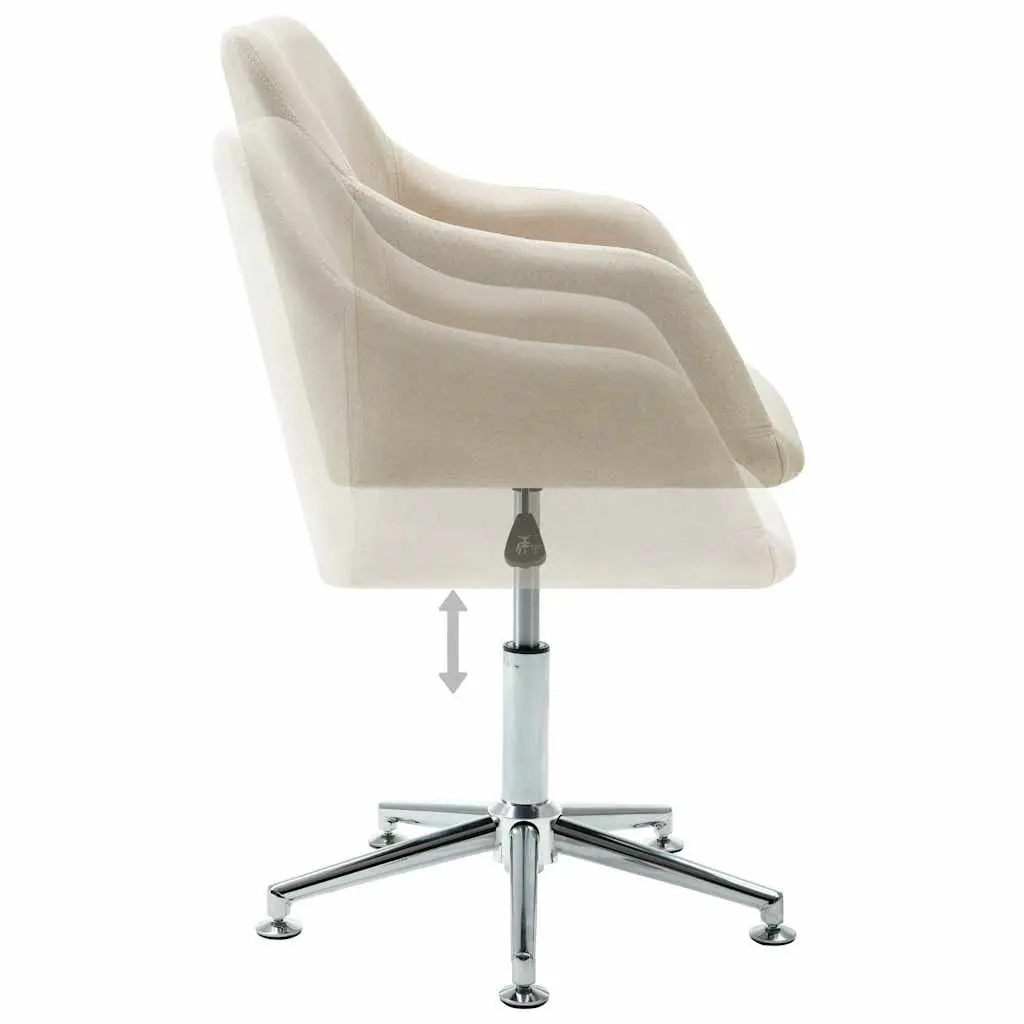 Swivel Office Chair Ergonomic Cream Fabric Height Adjustable Gas Lift