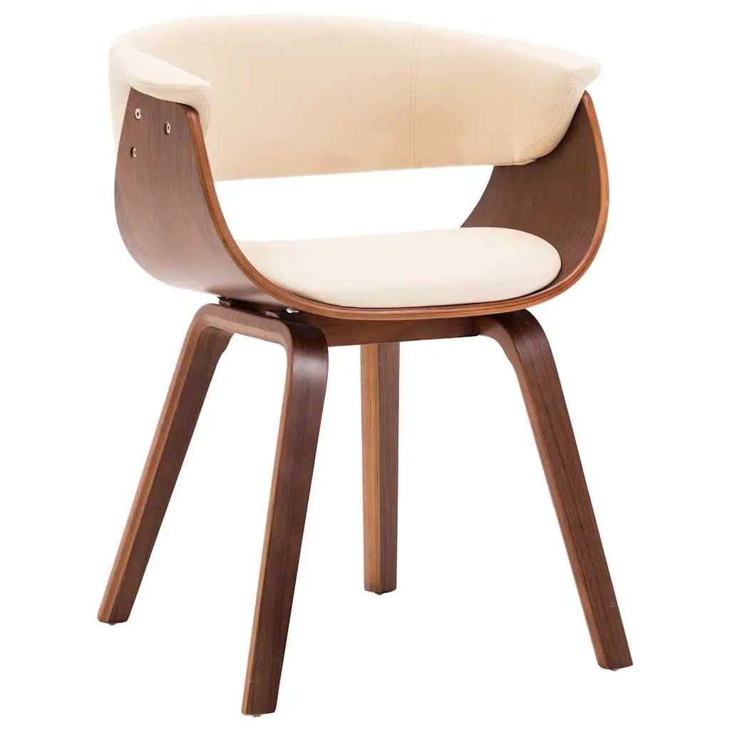 Dining Chairs Set of 2 Cream Bent Wood Frame Faux Leather Upholstered Seating