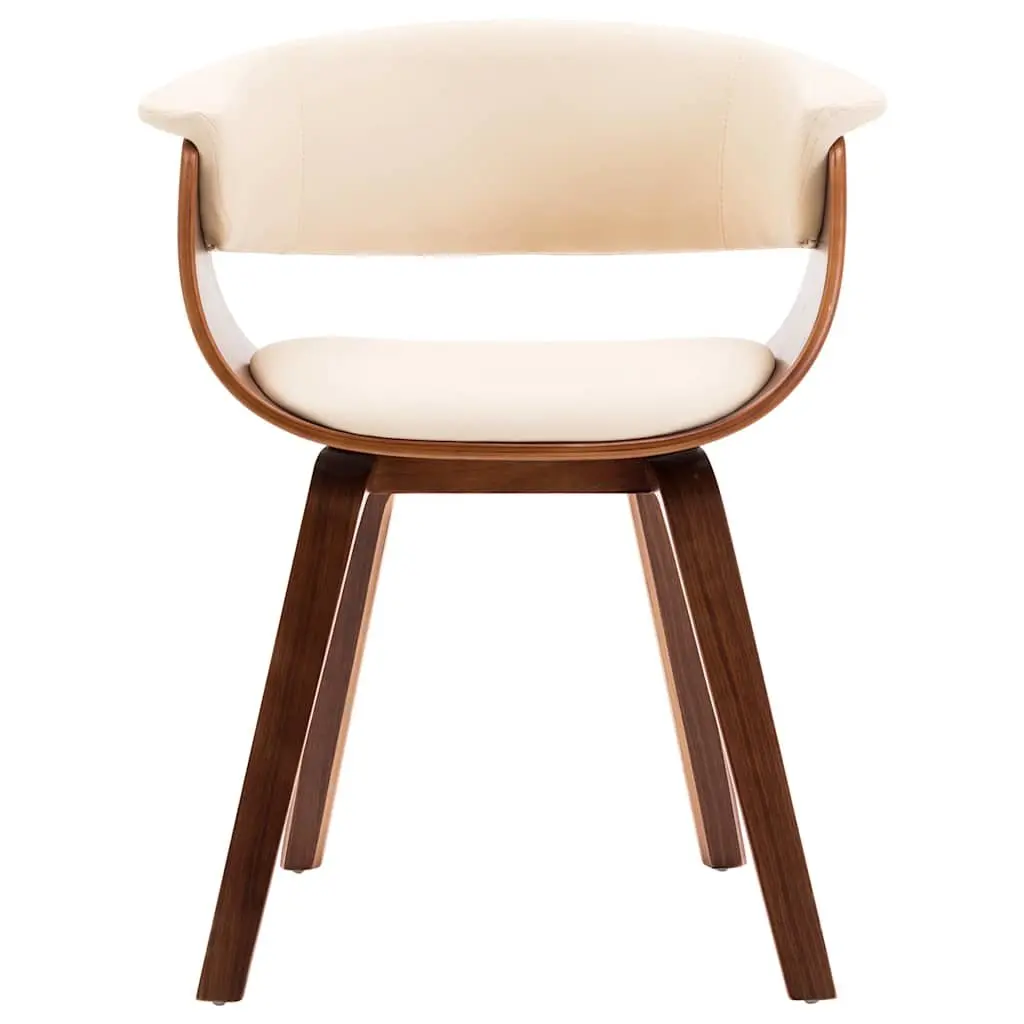 Dining Chairs Set of 2 Cream Bent Wood Frame Faux Leather Upholstered Seating