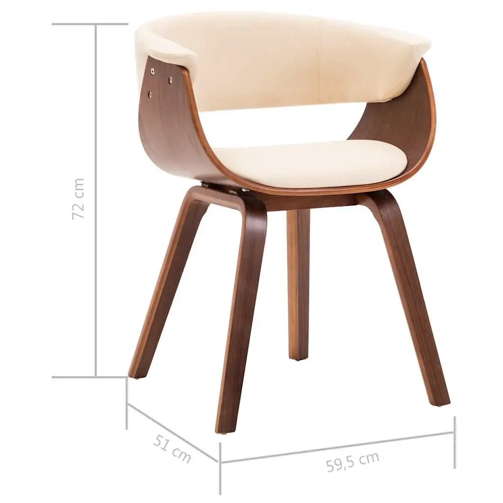 Dining Chairs Bent Wood Frame Faux Leather Upholstered Cream Set of 6