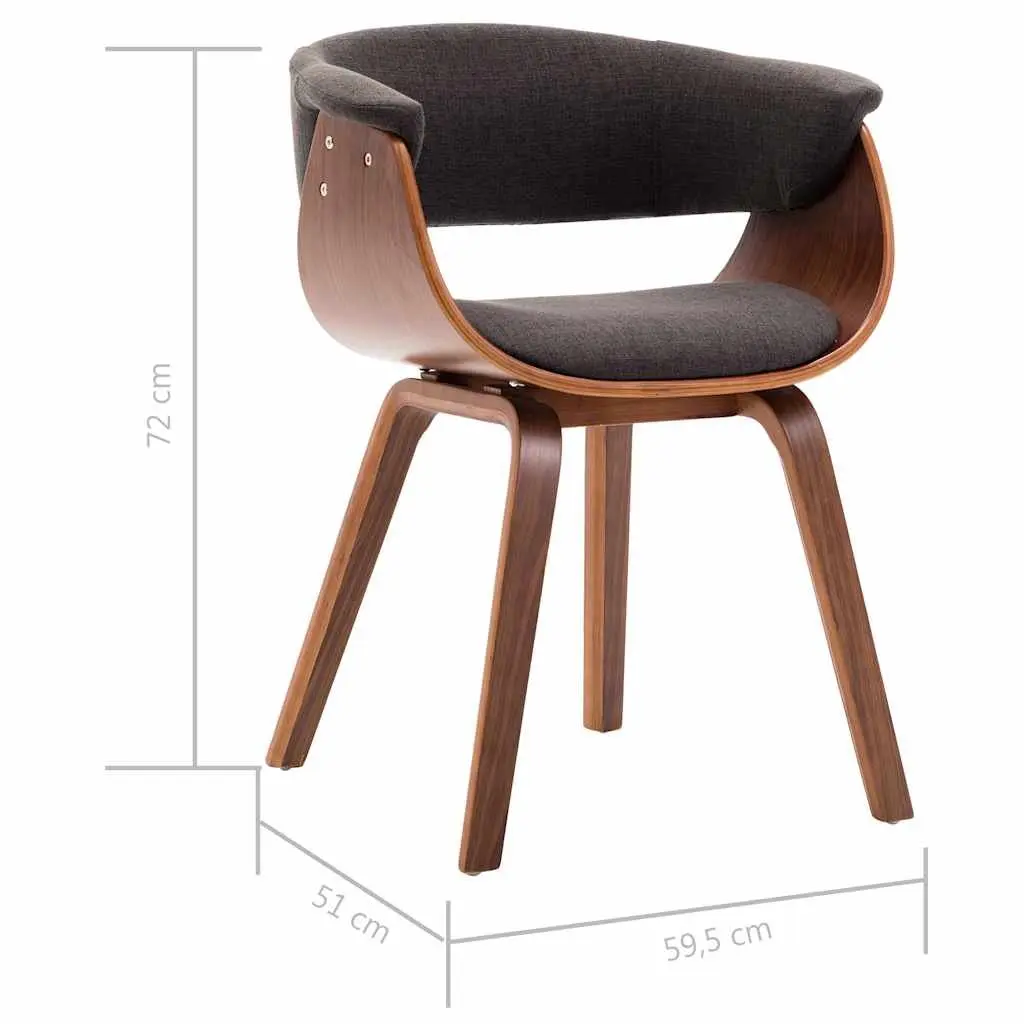 6 Piece Upholstered Fabric Seat Dining Chairs Set Grey Bent Wood Frame Kitchen Room Furniture