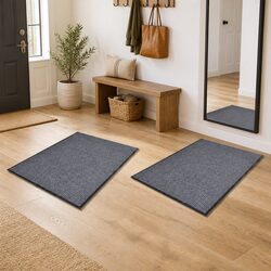 Door Mats 2 pcs Grey 90x60 cm Non-Slip PVC Backing Home Office Entry Mats