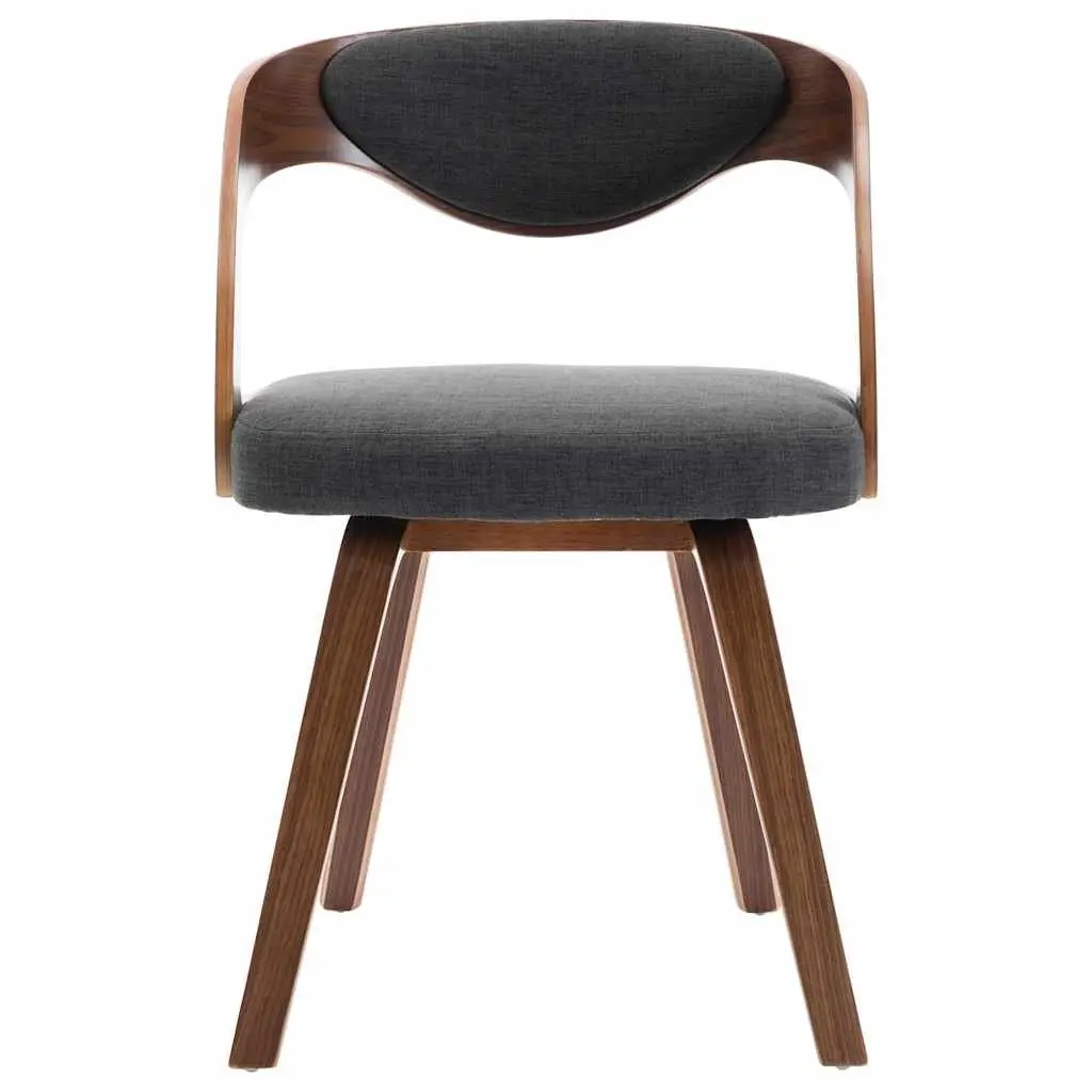Dining Chairs Set 4 pcs Grey Bent Wood Frame Fabric Upholstered Kitchen Seating