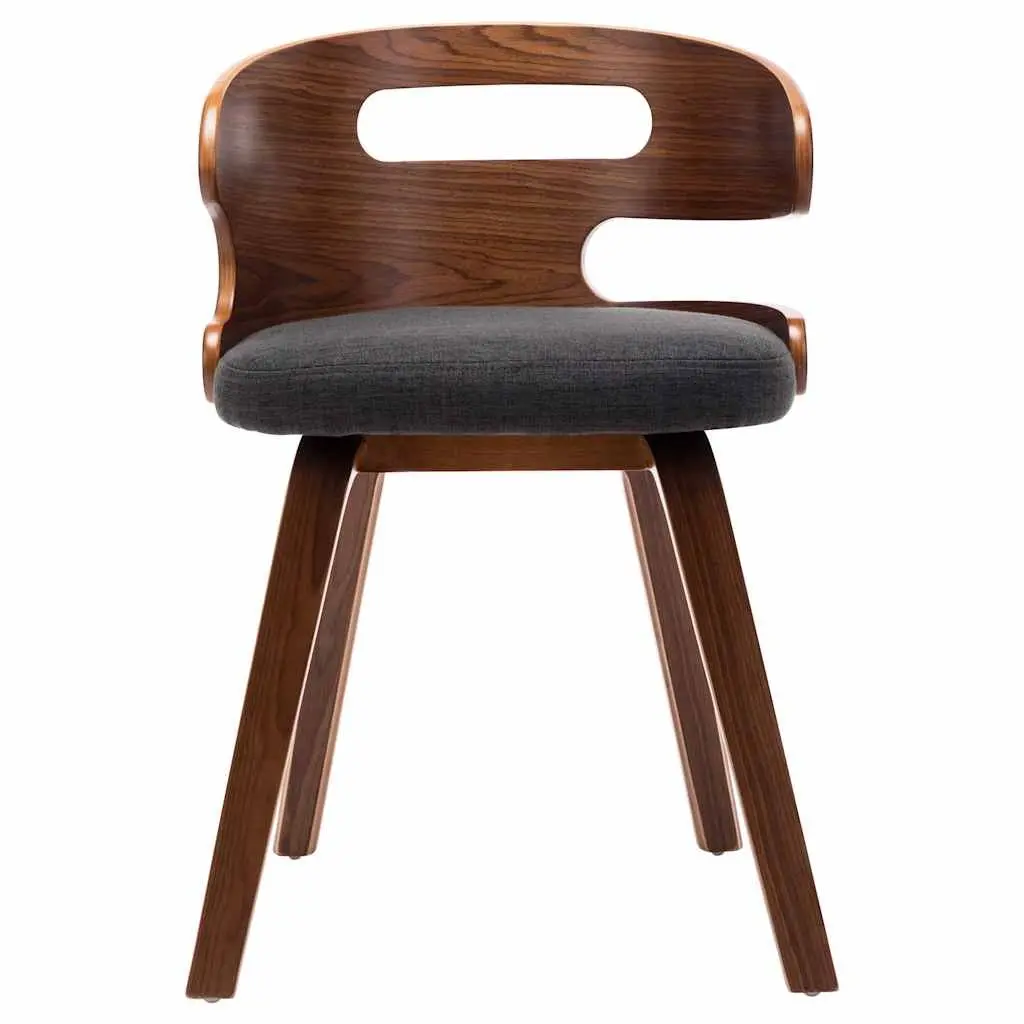 Dining Chairs Fabric Upholstered Bent Wood Frame Set 4 Grey