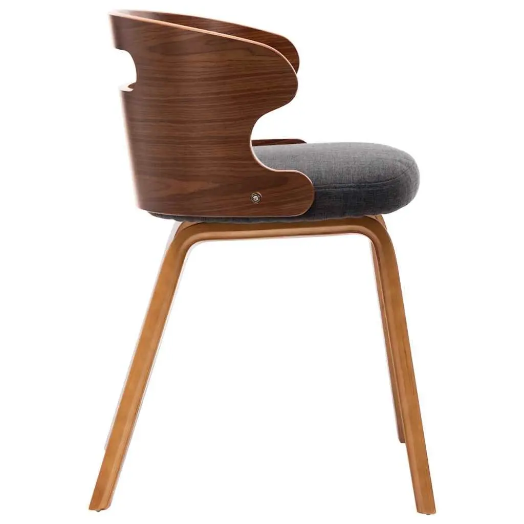 Dining Chairs Fabric Upholstered Bent Wood Frame Set 4 Grey