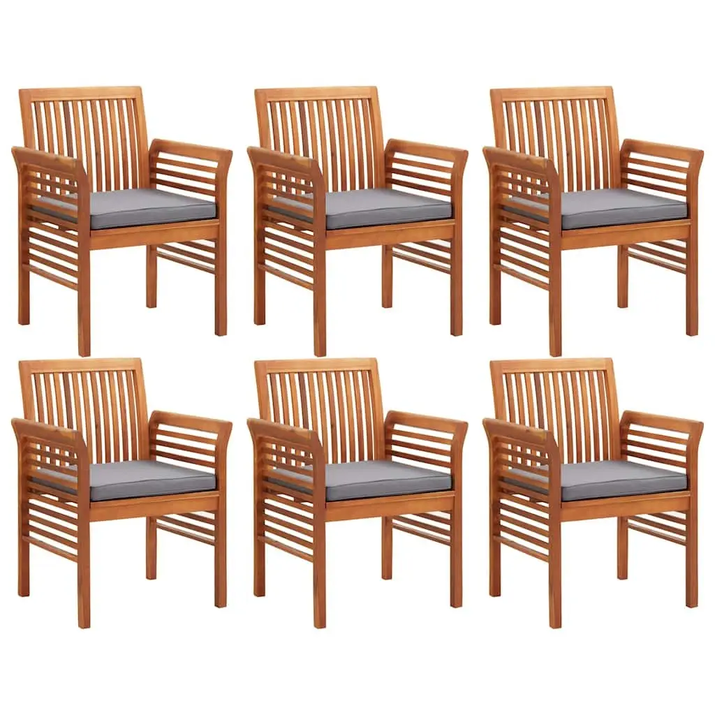 Acacia Wood Outdoor Dining Set Brown Weather Resistant 7 Piece with Table and Cushions for Patio and Garden