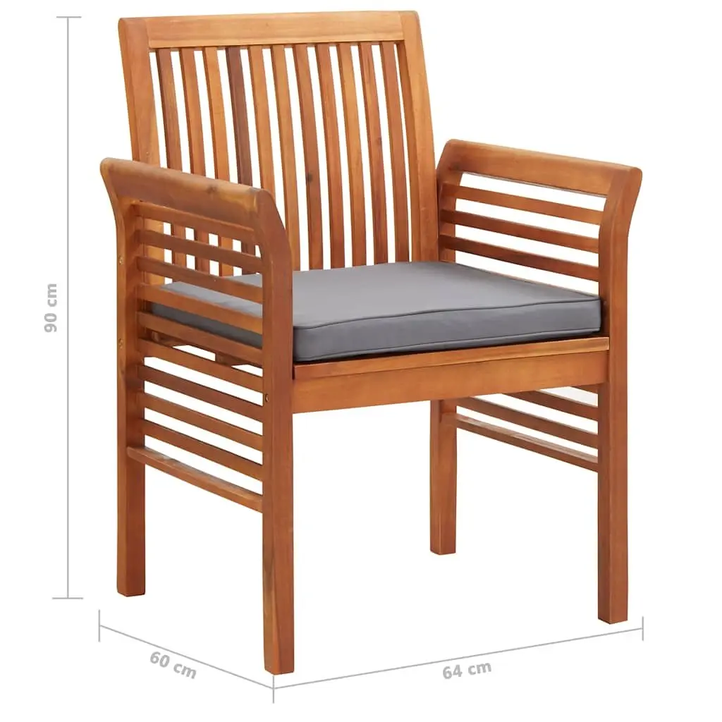 Acacia Wood Outdoor Dining Set Brown Weather Resistant 7 Piece with Table and Cushions for Patio and Garden