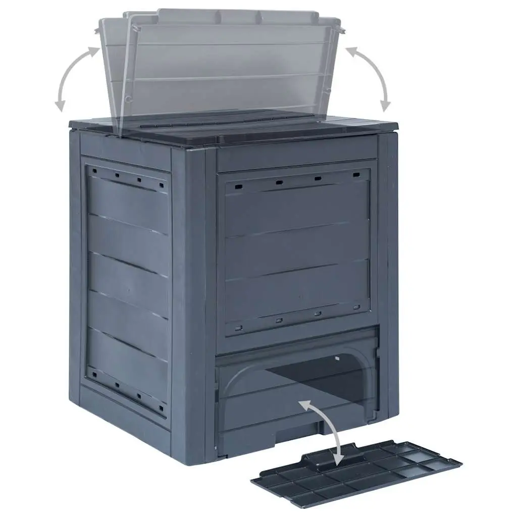 Garden Composters Plastic Grey 60x60x73cm 3 Piece Rattan Look Outdoor Recycling Waste Bins