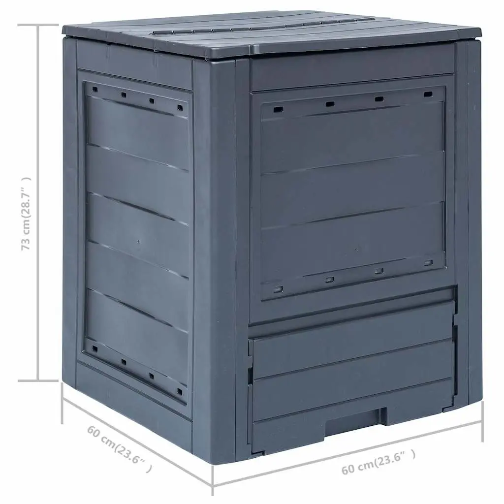 Garden Composters Plastic Grey 60x60x73cm 3 Piece Rattan Look Outdoor Recycling Waste Bins