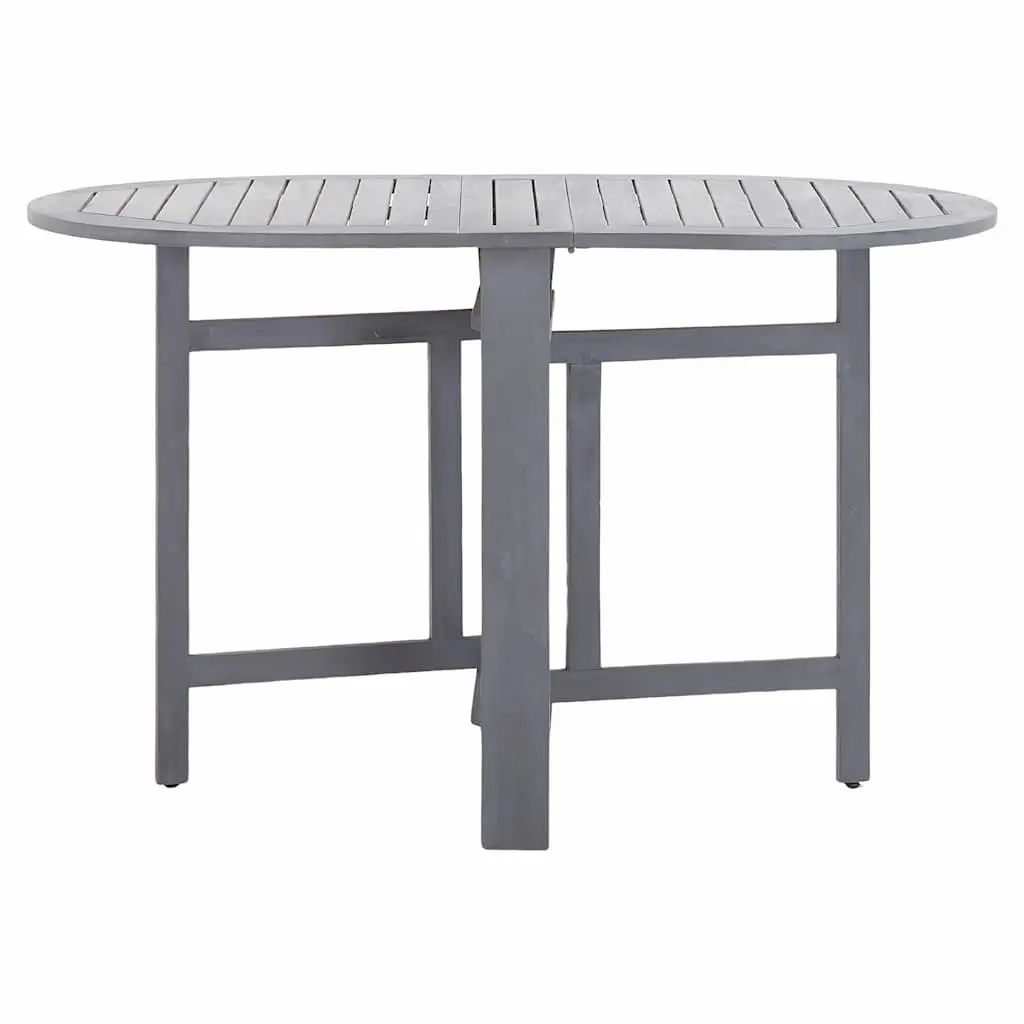 5 Piece Grey Folding Chairs and Table Set Solid Wood Outdoor Dining Furniture