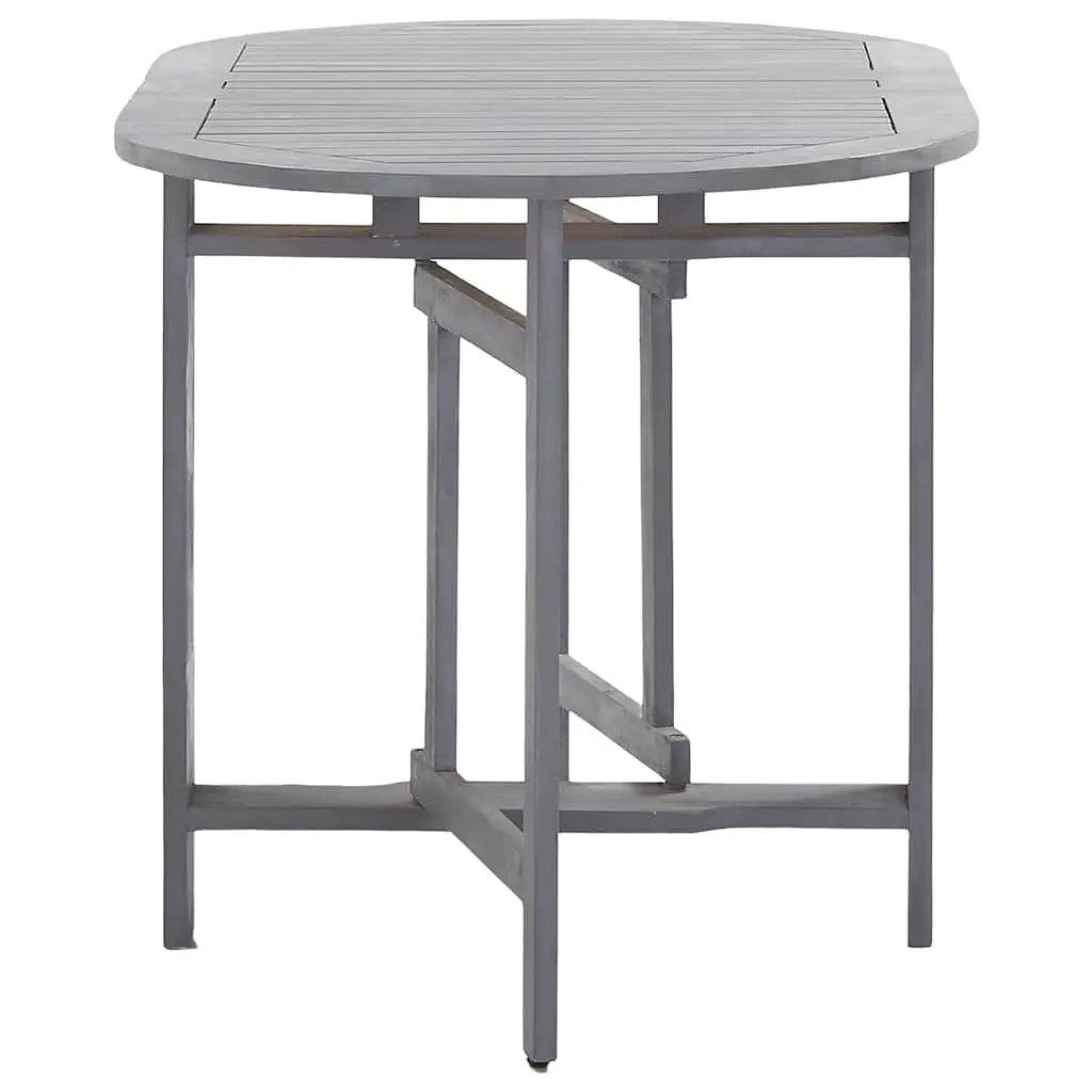 5 Piece Grey Folding Chairs and Table Set Solid Wood Outdoor Dining Furniture
