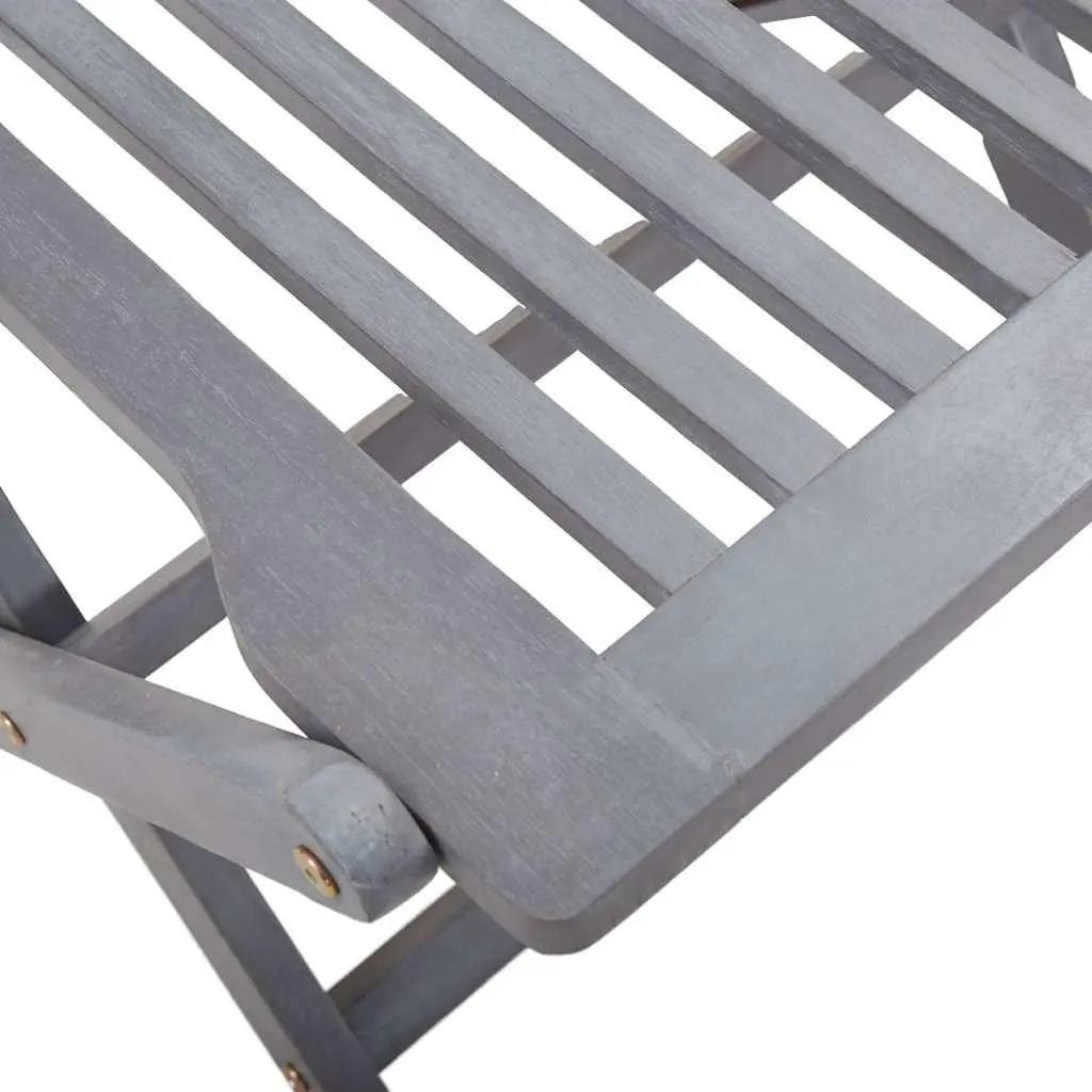5 Piece Grey Folding Chairs and Table Set Solid Wood Outdoor Dining Furniture