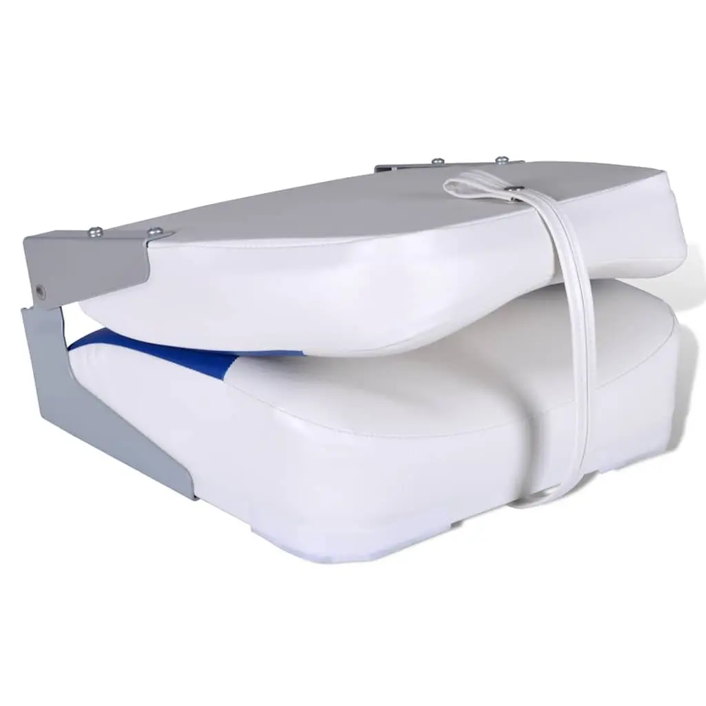 Boat Seats Foldable Backrest Weatherproof Plastic 41 x 36 x 48 cm Blue White 2 Piece