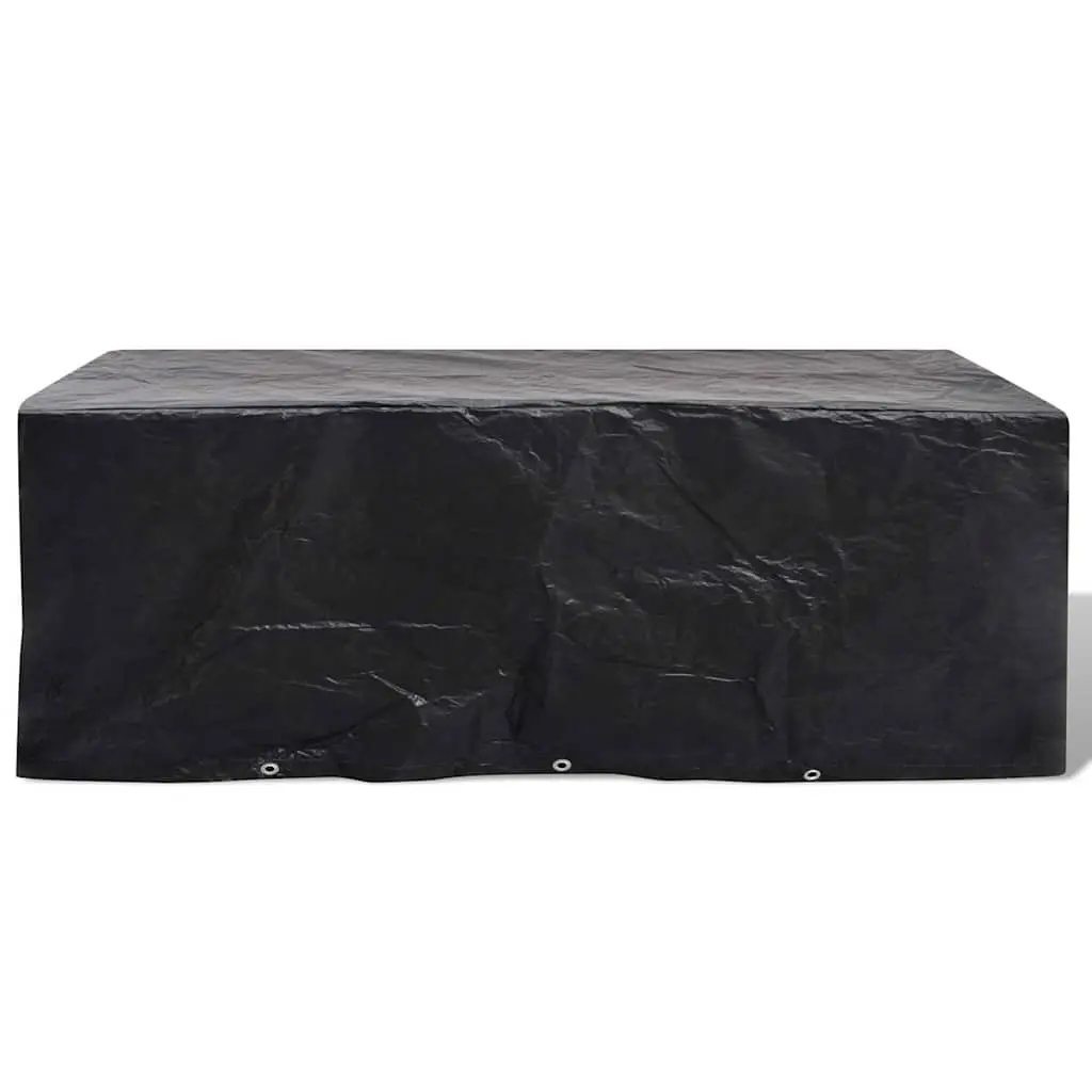 Rattan Garden Furniture Covers Black 2 Piece Set 229x113cm Protective Polyethylene for 8 Person Outdoor Use