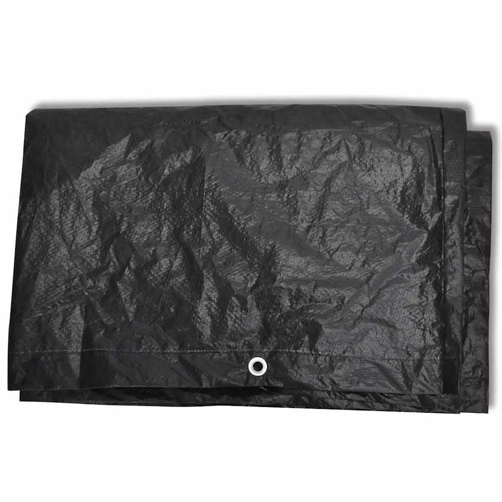 Rattan Garden Furniture Covers Black 2 Piece Set 229x113cm Protective Polyethylene for 8 Person Outdoor Use